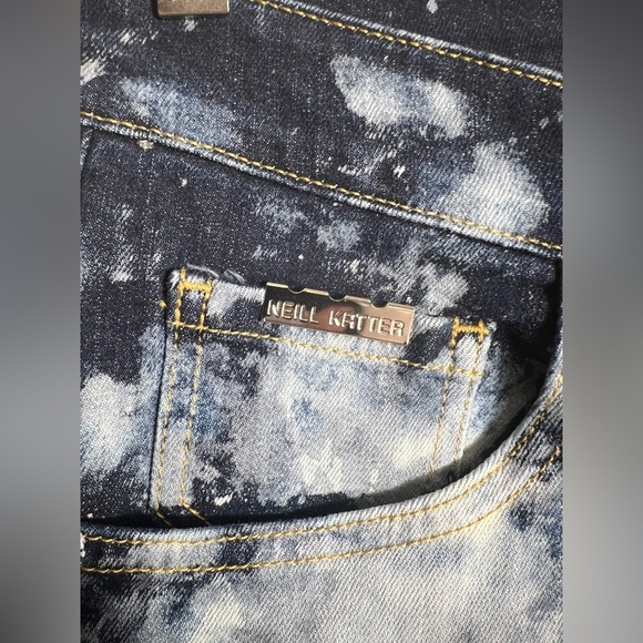 NWT NEILL KATTER paint print designer skinny jeans stretchy 28 made in Italy - Picture 3 of 9